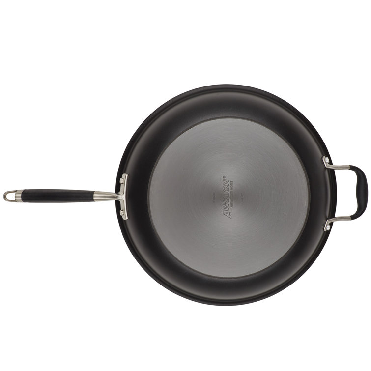 14.5-Inch Black Aluminum Nonstick Frying Pan with Helper Handle