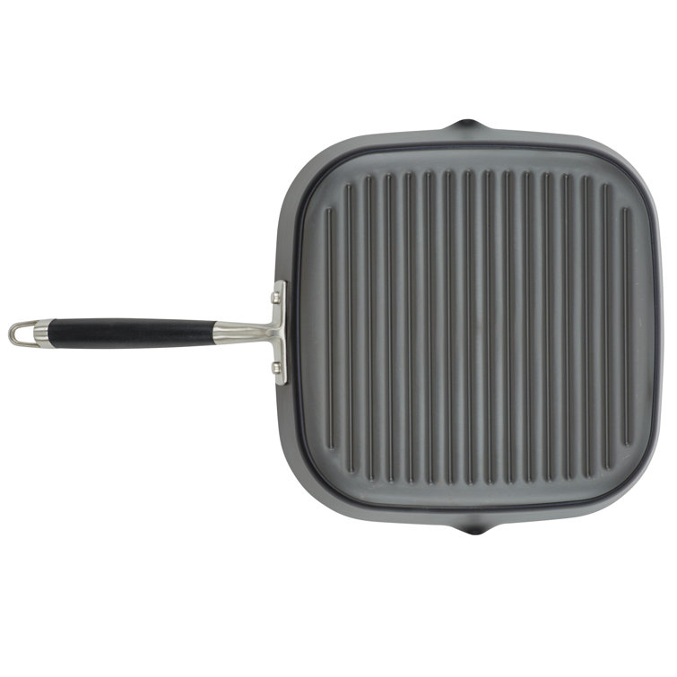 Onyx Hard Anodized Nonstick Deep Square Grill Pan with Pour Spouts, 11 Inch