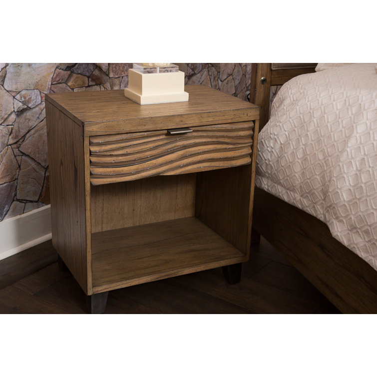 Del Mar Sound Transitional 1-Drawer Nightstand in Warm Brown