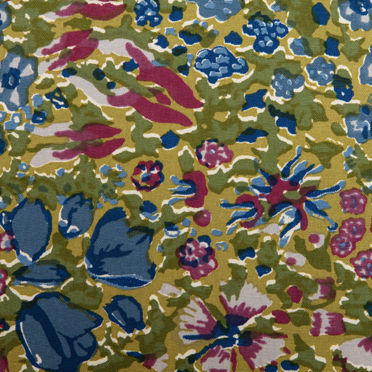 Handmade Floral Cotton Table Runner in Green and Blue