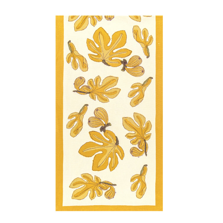 Yellow and White Cotton Fig Floral Table Runner 72" x 16"