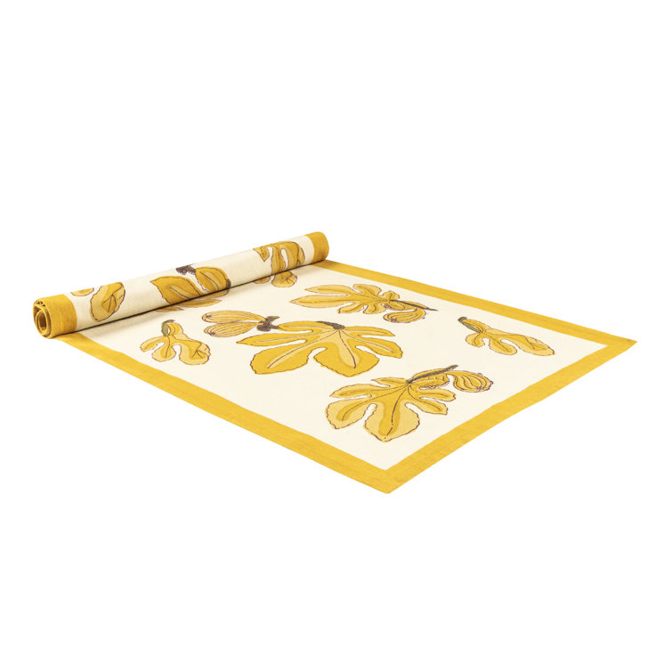 Yellow and White Cotton Fig Floral Table Runner 72" x 16"