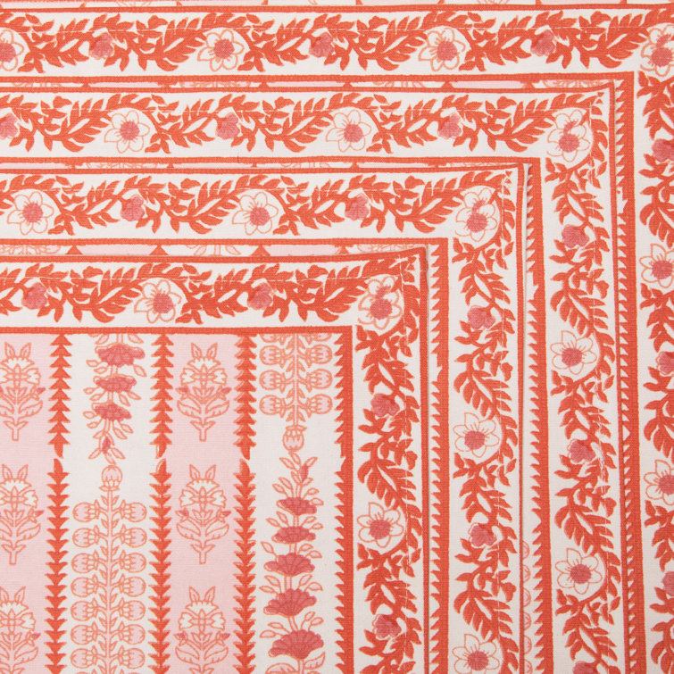 Pink and White Cotton Botanical Print Placemats Set of 6