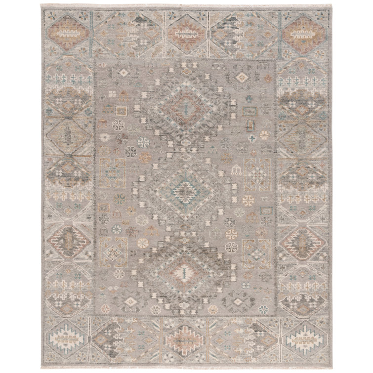Gray and Ivory Hand-Knotted Wool 6' x 9' Area Rug