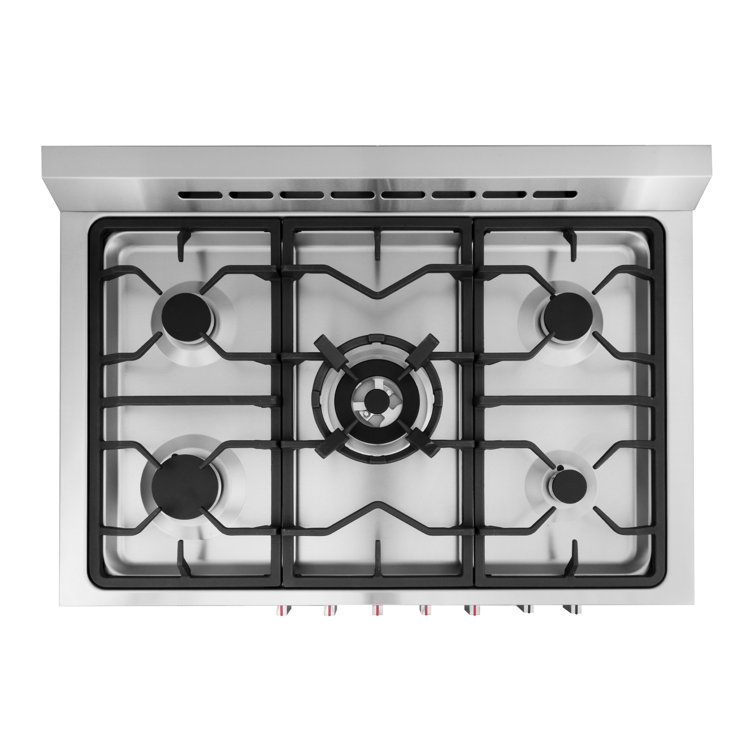 36-Inch Stainless Steel Dual Fuel Convection Range with 5 Burners