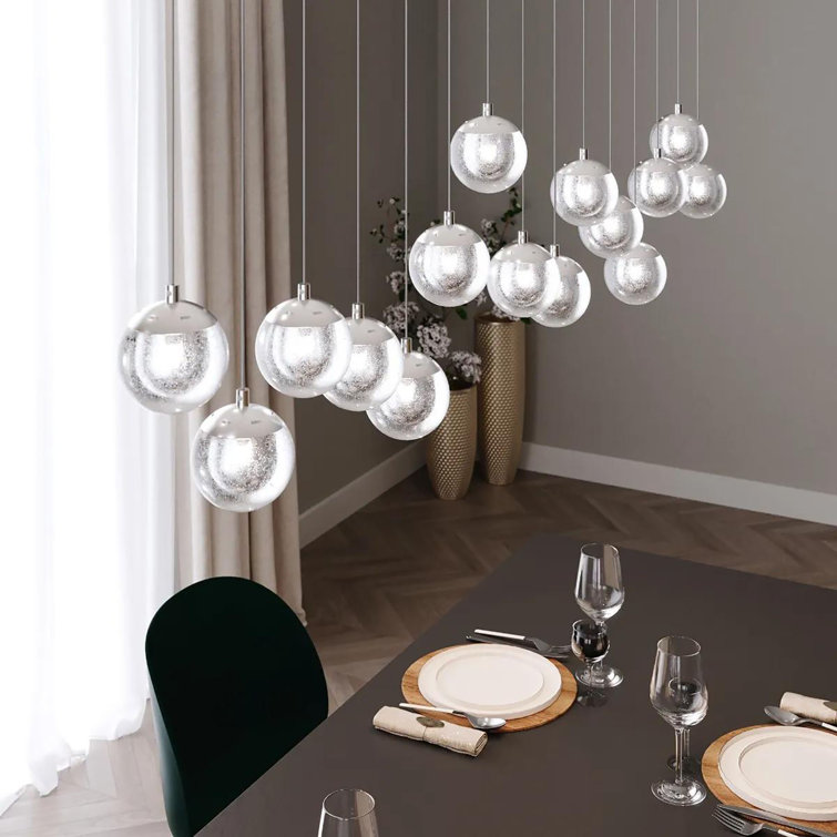 Champagne Bubbles 24-Light Chrome Globe LED Pendant