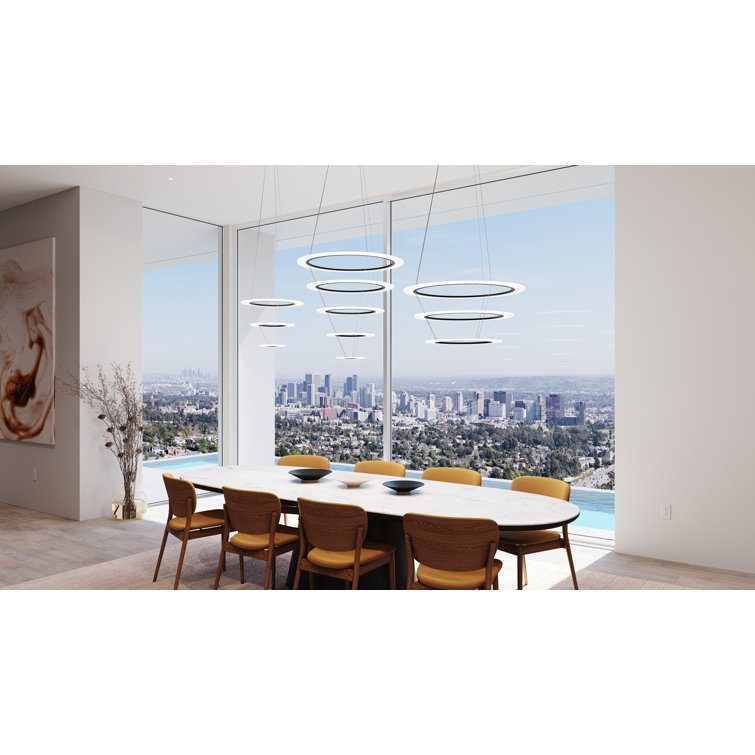 Arctic Rings Contemporary Black Aluminum LED Chandelier