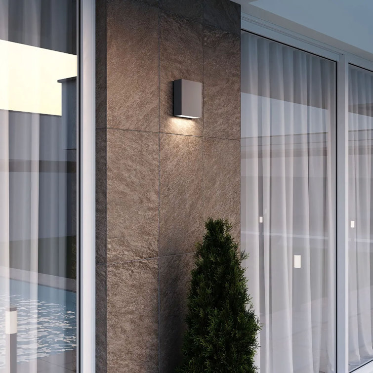 Textured Gray LED Dimmable Outdoor Wall Sconce