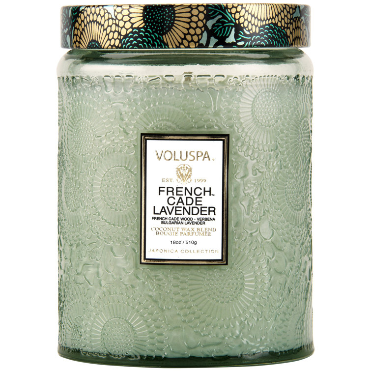 French Cade Lavender Embossed Glass Jar Candle
