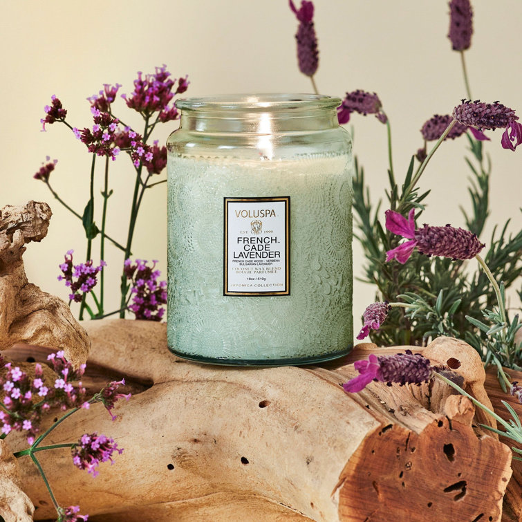 French Cade Lavender Embossed Glass Jar Candle