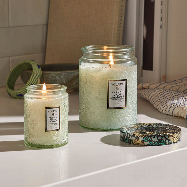 French Cade Lavender Embossed Glass Jar Candle
