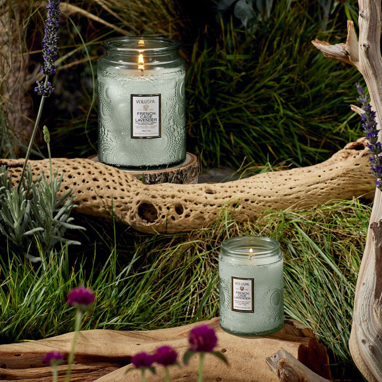 French Cade Lavender Embossed Glass Jar Candle