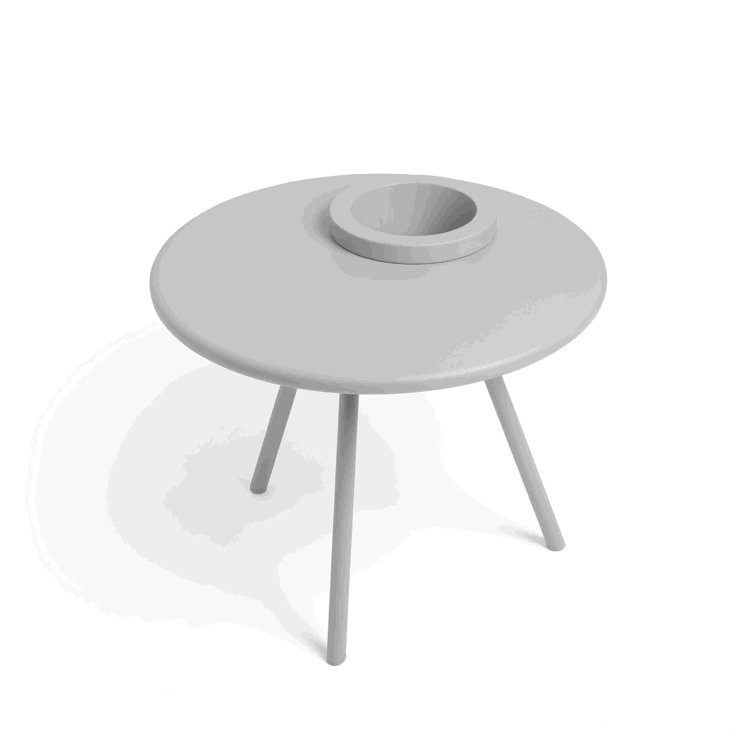 Bakkes Round Light Gray Metal Planter Side Table