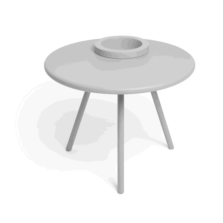 Bakkes Round Light Gray Metal Planter Side Table