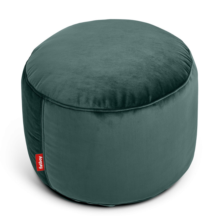 Luxurious Round Velvet Pouf Ottoman in Petrol