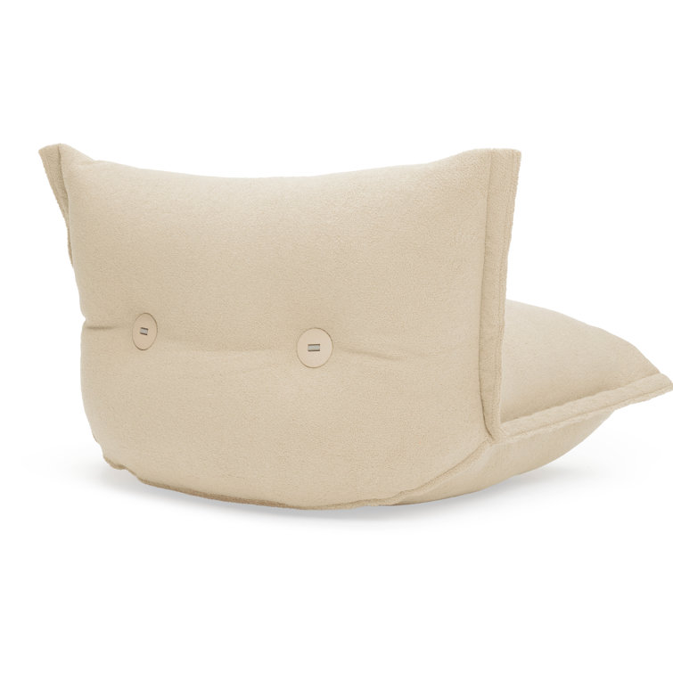 Ecru Sherpa Oversized Beanbag Chair with Removable Cover
