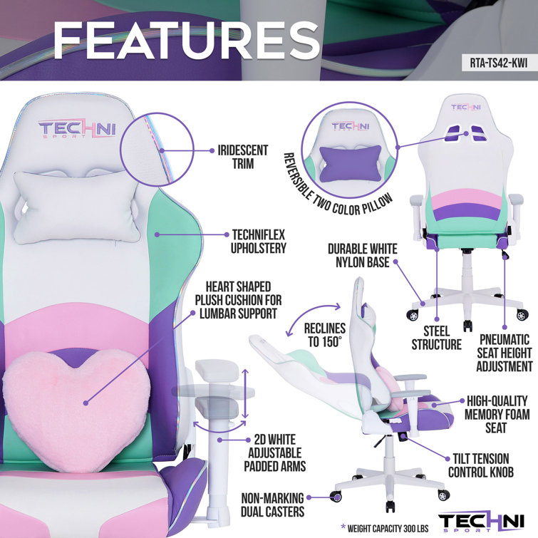 Kawaii High-Back Ergonomic Swivel Gaming Chair with Memory Foam