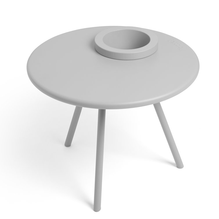 Bakkes Round Light Gray Metal Planter Side Table