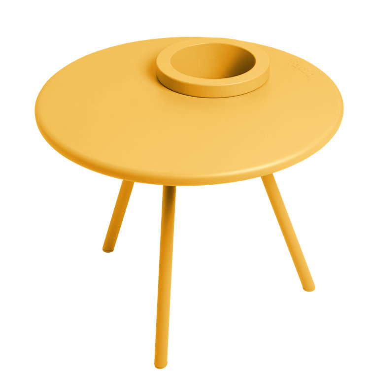 Bakkes Light Gray Round Metal Planter Side Table