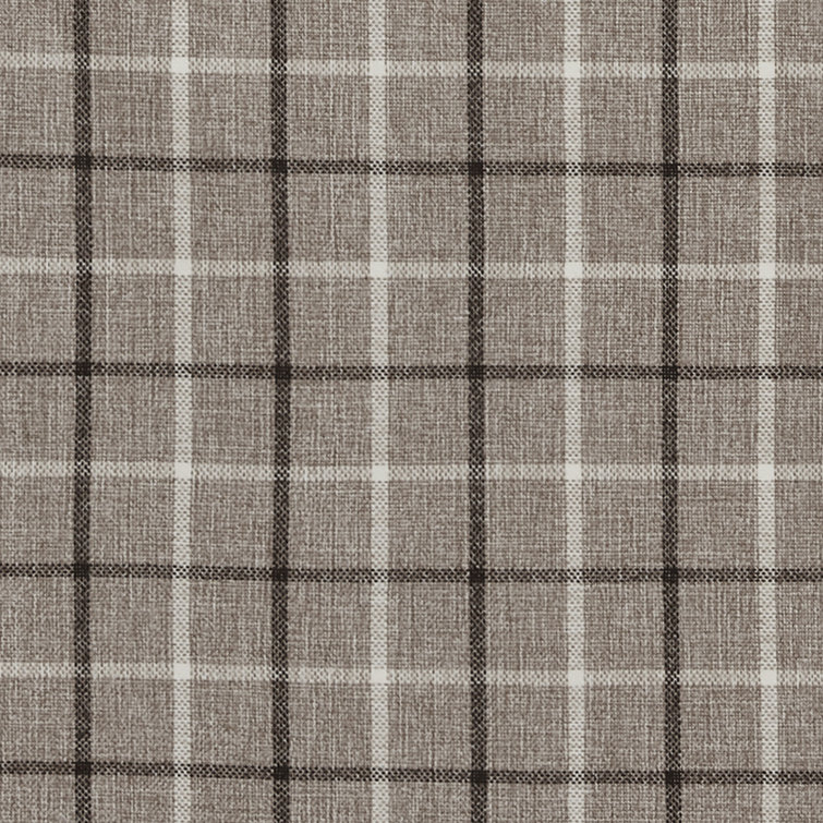 Gray Plaid Light-Filtering Polyester Curtain Panel with Fleece Lining