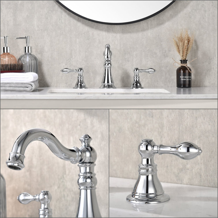 Polished Chrome Traditional Widespread Bathroom Faucet