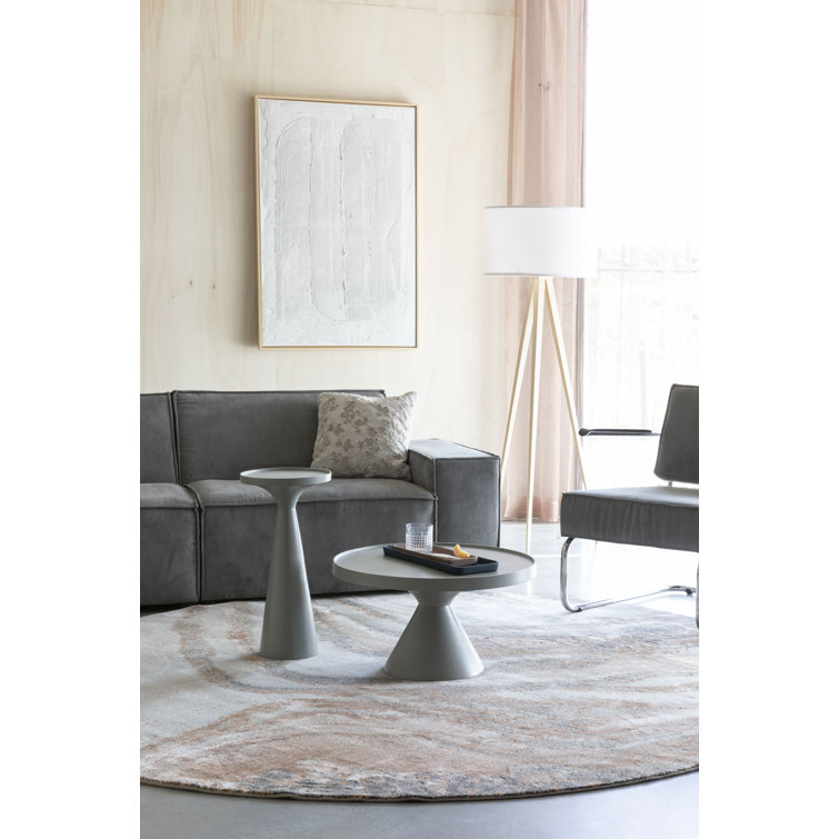 Gray Cast Aluminum Rectangular Tray Top End Table
