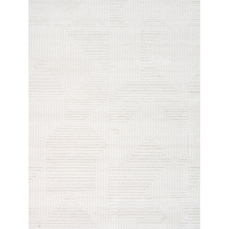 Sutton Ivory Stripe 4' x 6' Stain-Resistant Synthetic Rug