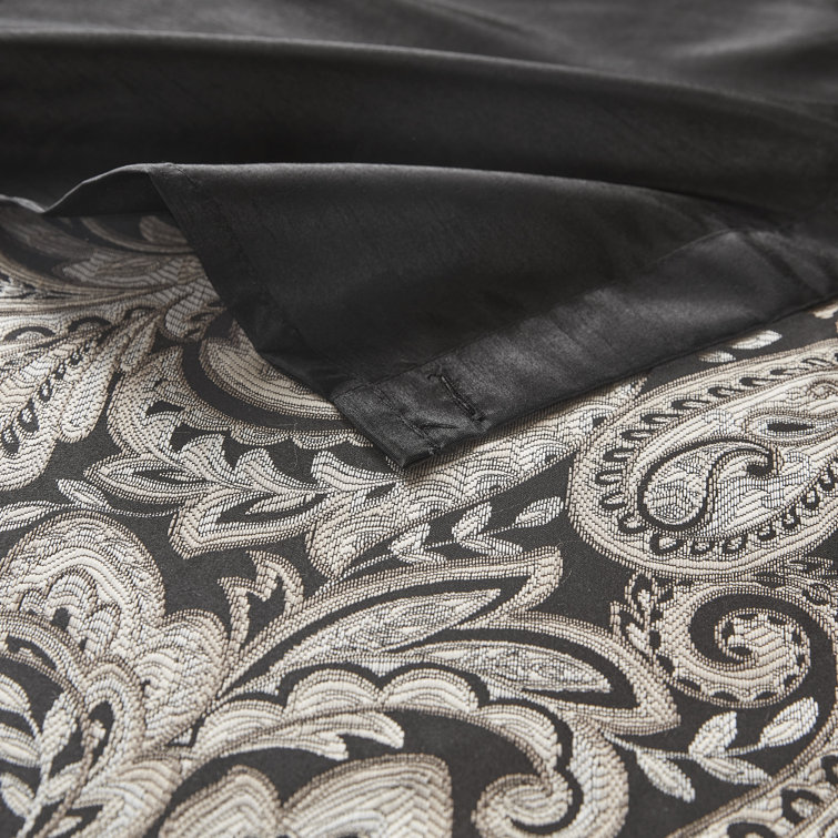 Black and Off-White Paisley Jacquard Shower Curtain