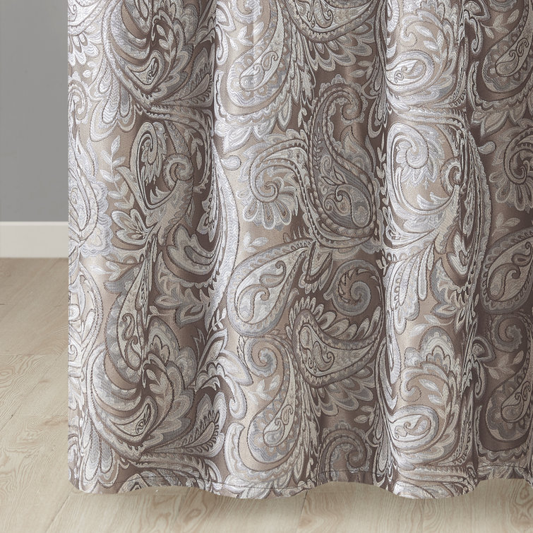 Charlotte Blue and Brown Jacquard Paisley Shower Curtain