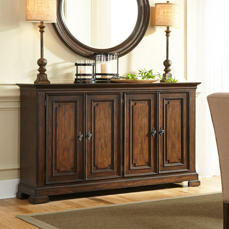 Armand Medium Brown Rubberwood Buffet with Antique Pewter Knobs