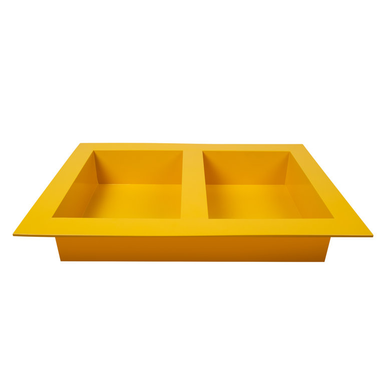 Yellow Stainless Steel Double Shelf Wall Niche for Shower