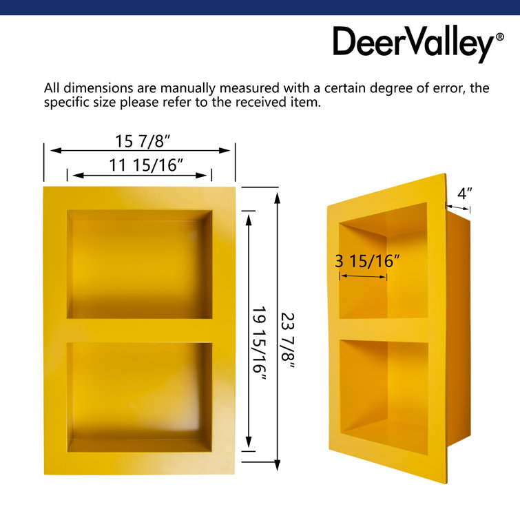 Yellow Stainless Steel Double Shelf Wall Niche for Shower