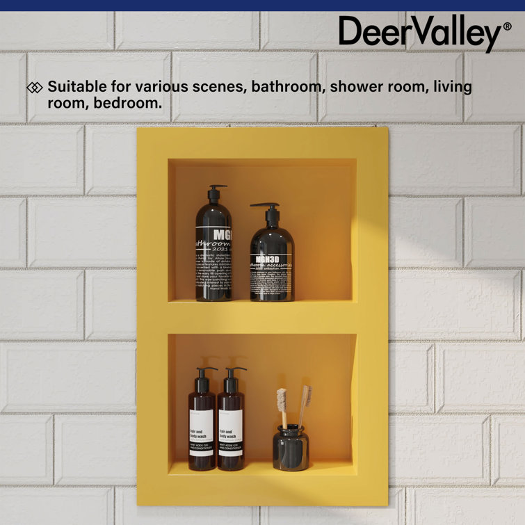 Yellow Stainless Steel Double Shelf Wall Niche for Shower