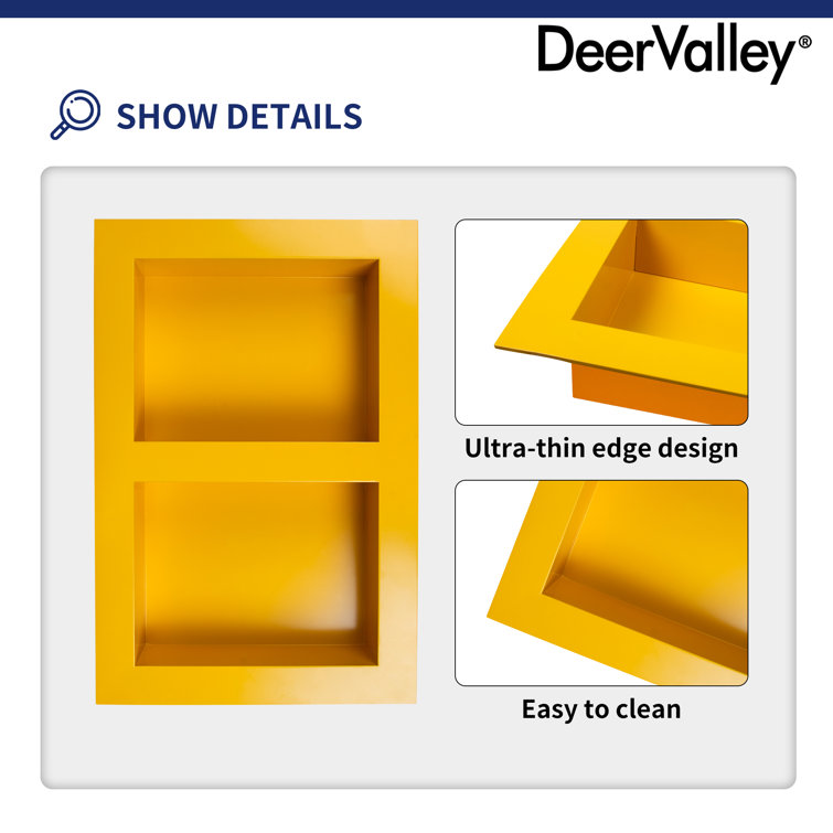 Yellow Stainless Steel Double Shelf Wall Niche for Shower