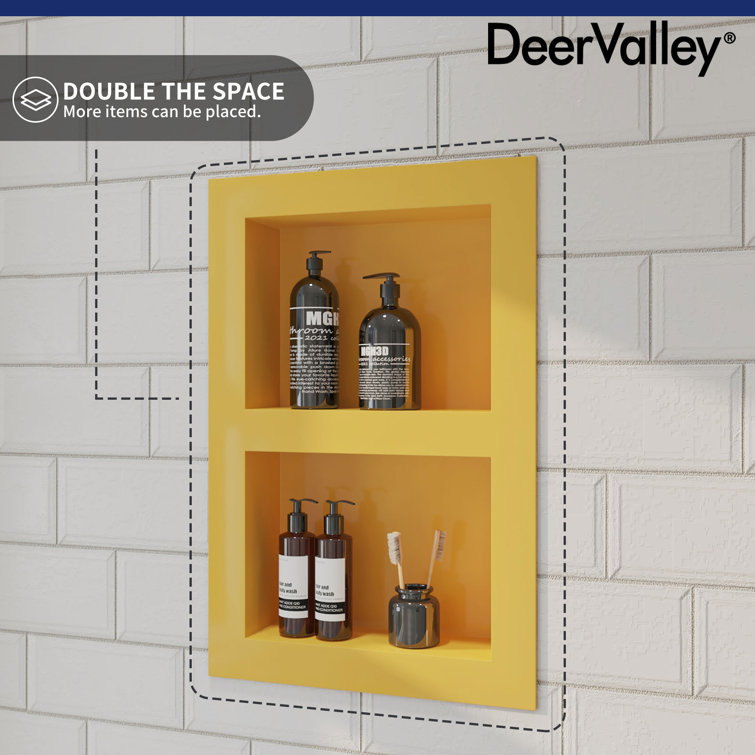 Yellow Stainless Steel Double Shelf Wall Niche for Shower