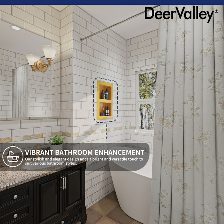 Yellow Stainless Steel Double Shelf Wall Niche for Shower