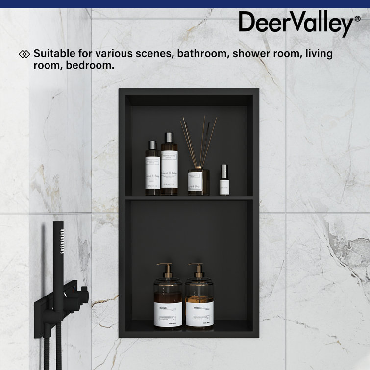 Matte Black Stainless Steel Wall Mount Shower Niche with Double Shelf