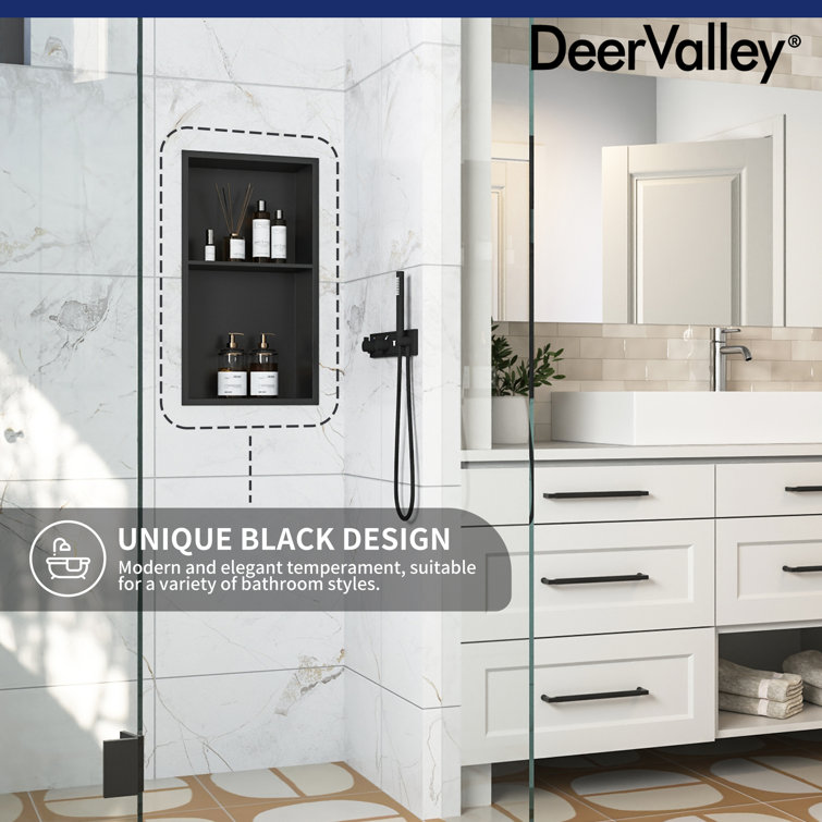 Matte Black Stainless Steel Wall Mount Shower Niche with Double Shelf