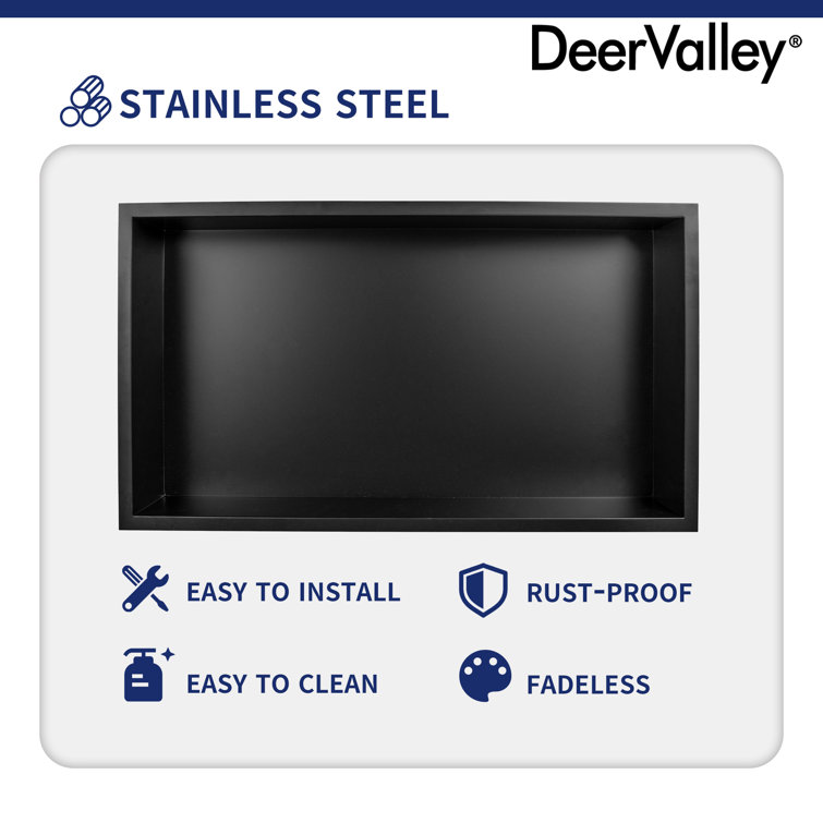 Matte Black Stainless Steel Rectangular Wall Mount Shower Niche
