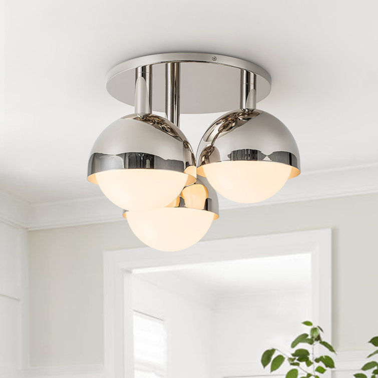 Nickel 3-Light Globe Semi Flush Mount Ceiling Fixture