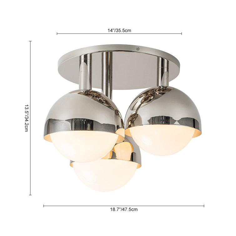 Nickel 3-Light Globe Semi Flush Mount Ceiling Fixture