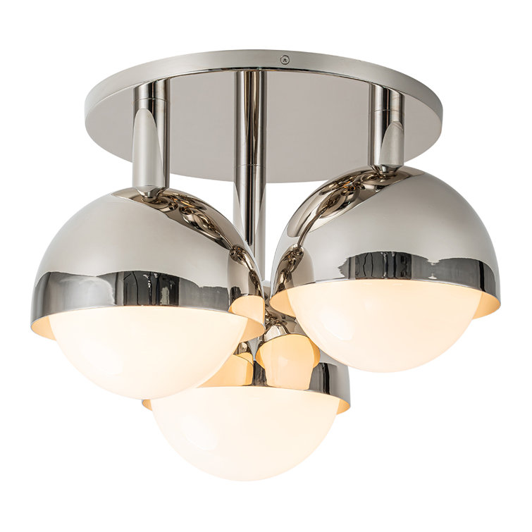 Nickel 3-Light Globe Semi Flush Mount Ceiling Fixture
