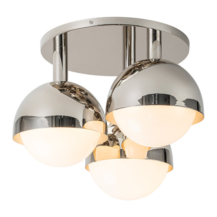Nickel 3-Light Globe Semi Flush Mount Ceiling Fixture