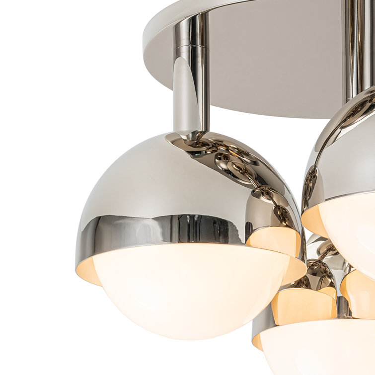 Nickel 3-Light Globe Semi Flush Mount Ceiling Fixture