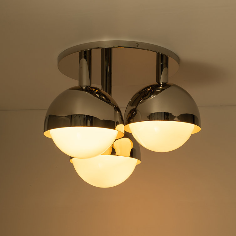 Nickel 3-Light Globe Semi Flush Mount Ceiling Fixture