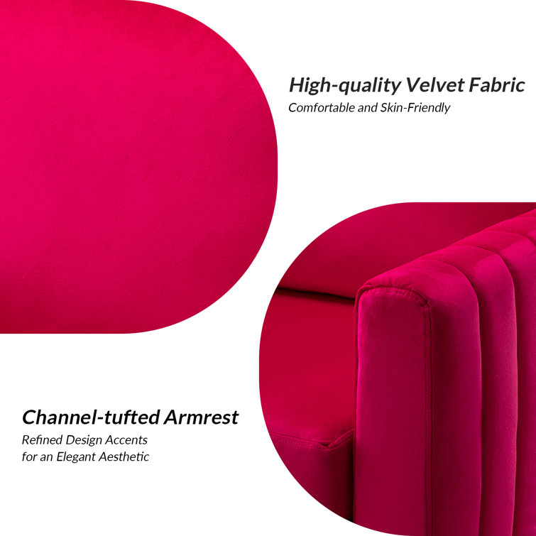 Fuchsia Velvet Club Armchair with Gold Metal Legs