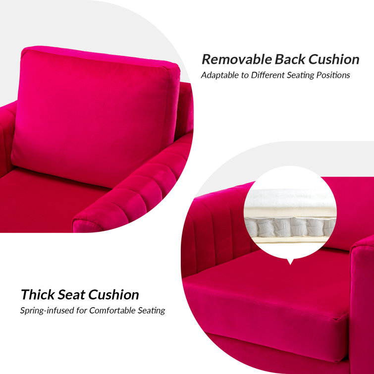 Fuchsia Velvet Club Armchair with Gold Metal Legs