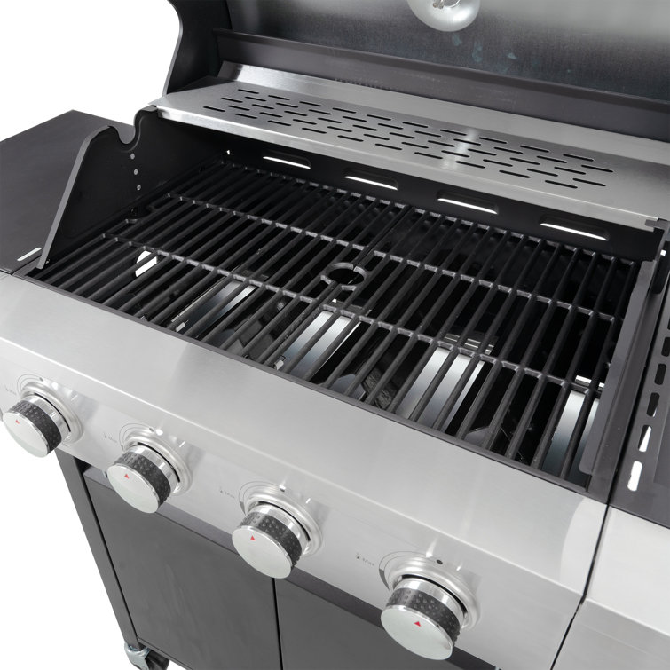 Stainless Steel 4-Burner Propane Gas Grill with Side Burner