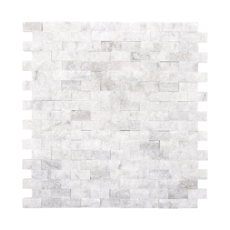 Gray and White Natural Stone Peel and Stick Mosaic Tile