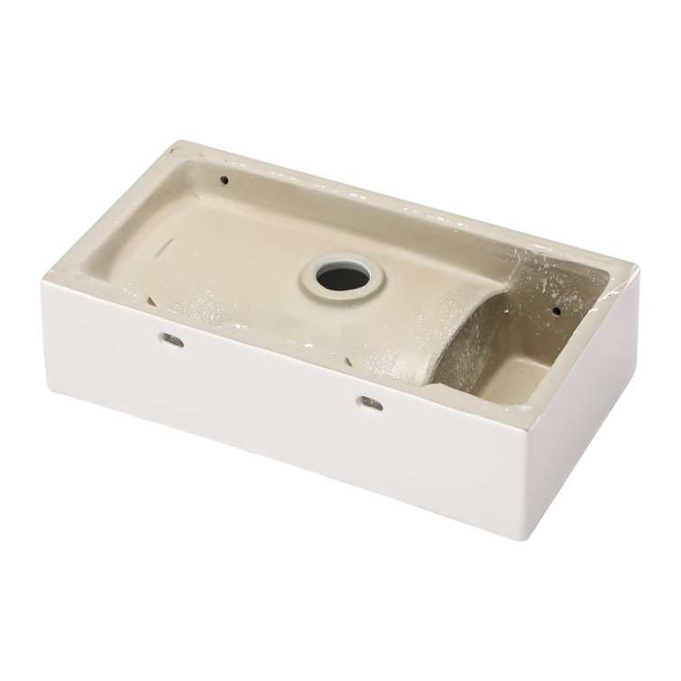 Lordear 18'' White Ceramic Rectangular Wall-Mount Bathroom Sink